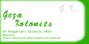 geza kolonits business card