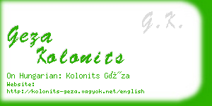 geza kolonits business card